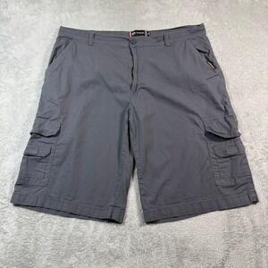 Akademiks Cargo Shorts Mens 42 Gray Flat Front Cotton Stretch Y2K Skater Grunge